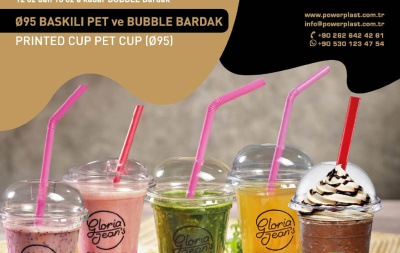 ⌀95 BASKILI PET ve BUBBLE BARDAK