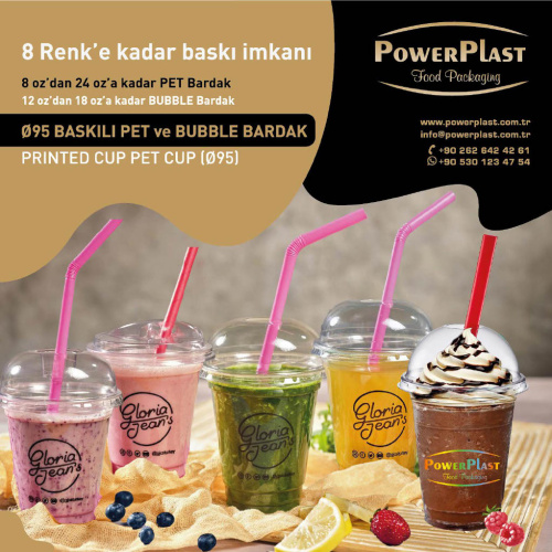 ⌀95 BASKILI PET ve BUBBLE BARDAK
