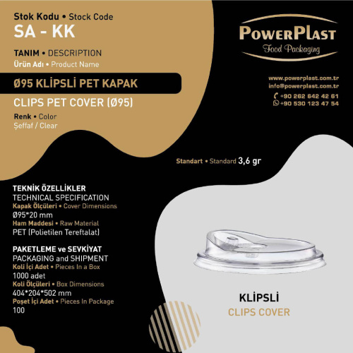 ⌀95 KLİPSLİ PET KAPAK
